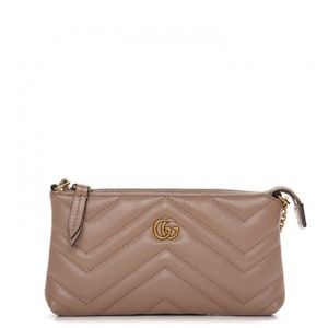 GUCCI Calfskin Matelasse Mini GG Marmont Chain Bag Porcelain Rose
